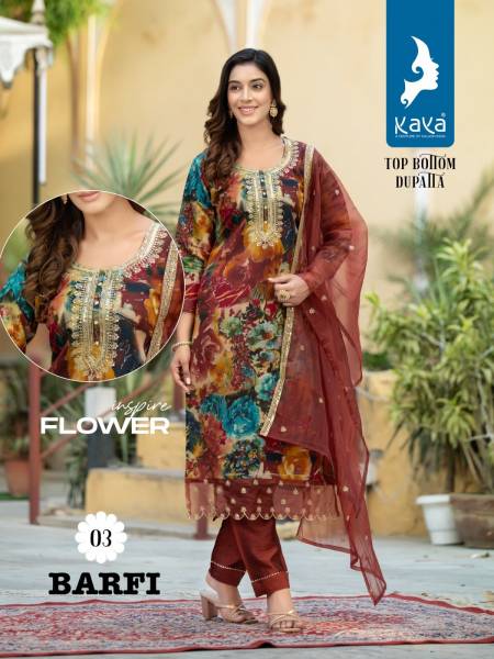 Kaya Barfi Chanderi Model Readymade Suits Catalog